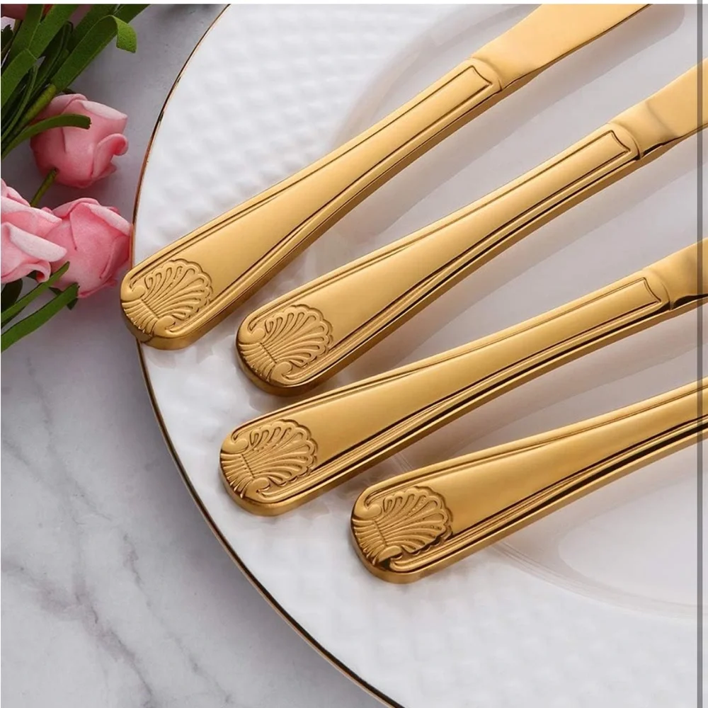 Dinner Table Knife‎ Stainless Steel Shell Pattern Flatware Set Pack of 12